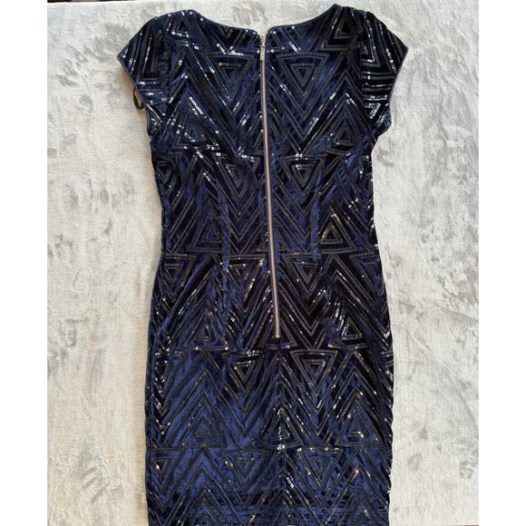 Eliza J Sheath Dress Velvet Sequins Navy Blue Cocktail Party Women’s Size 2 - Picture 2 of 6